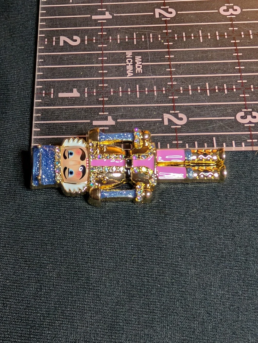 Decorative Nutcracker Figurine Pin in Pink and Blue